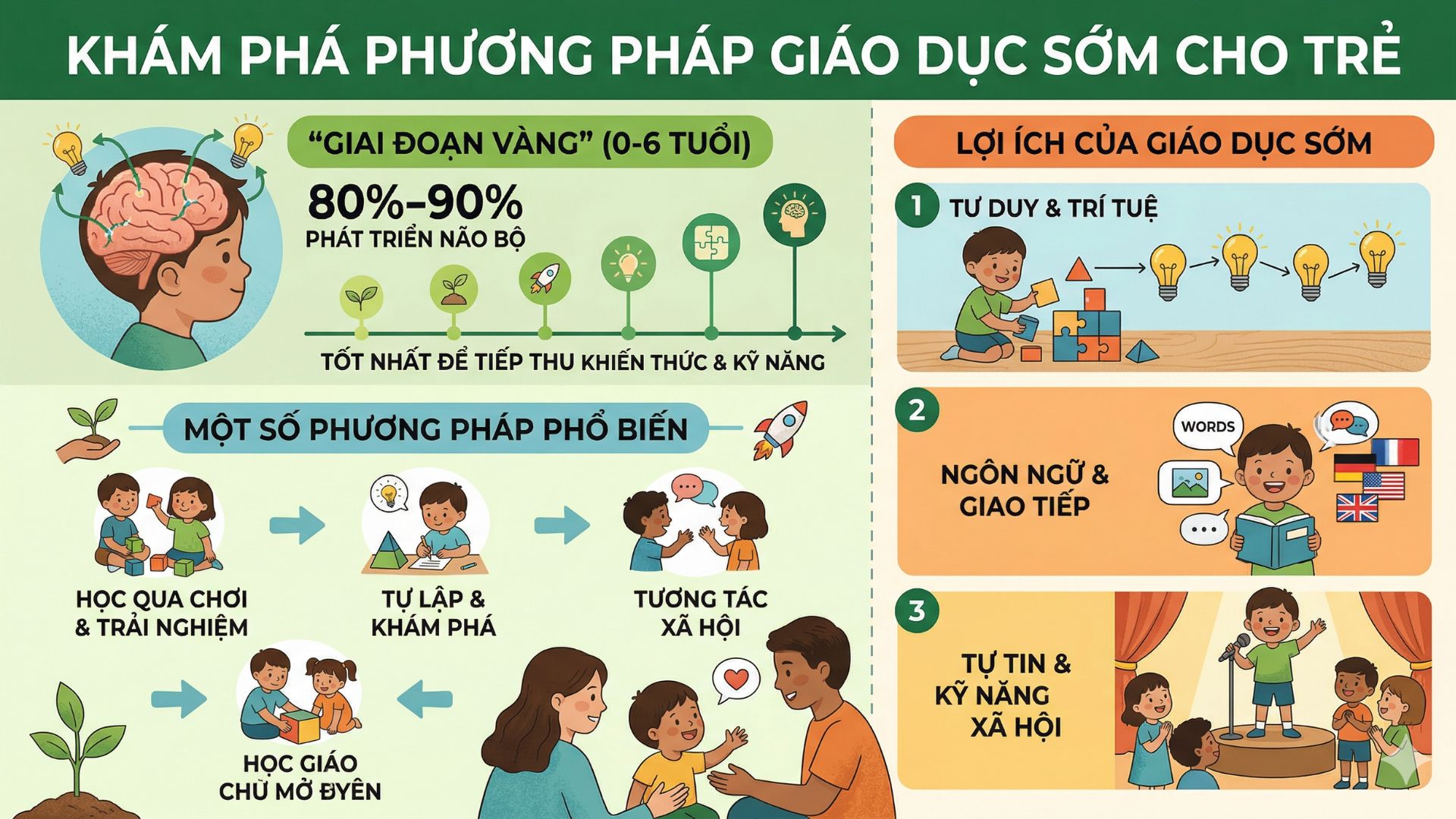 Khám phá phương pháp giáo dục sớm cho trẻ, lợi ích ra sao và vì sao đây là "giai đoạn vàng" giúp trẻ phát triển tư duy, ngôn ngữ và sự tự tin ngay từ nhỏ.